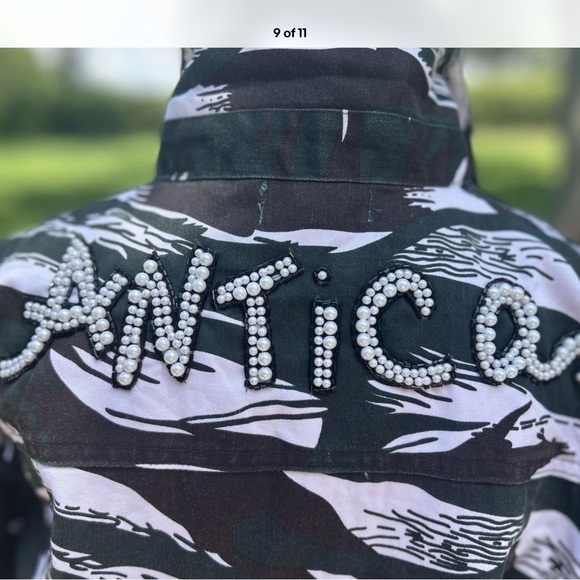 Antica Sartoria Black & White Denim Jacket Embroidery NWT XL - Picture 2 of 4